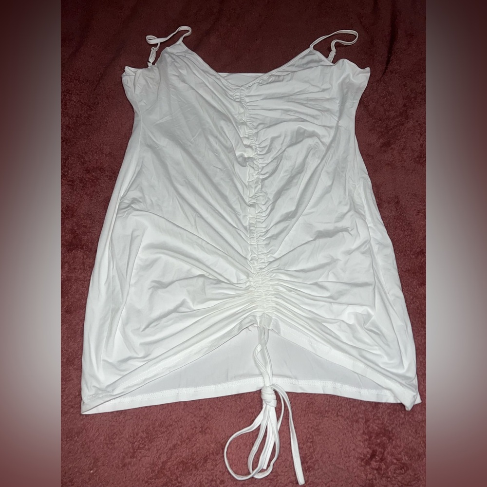 White Ruched Plus size dress